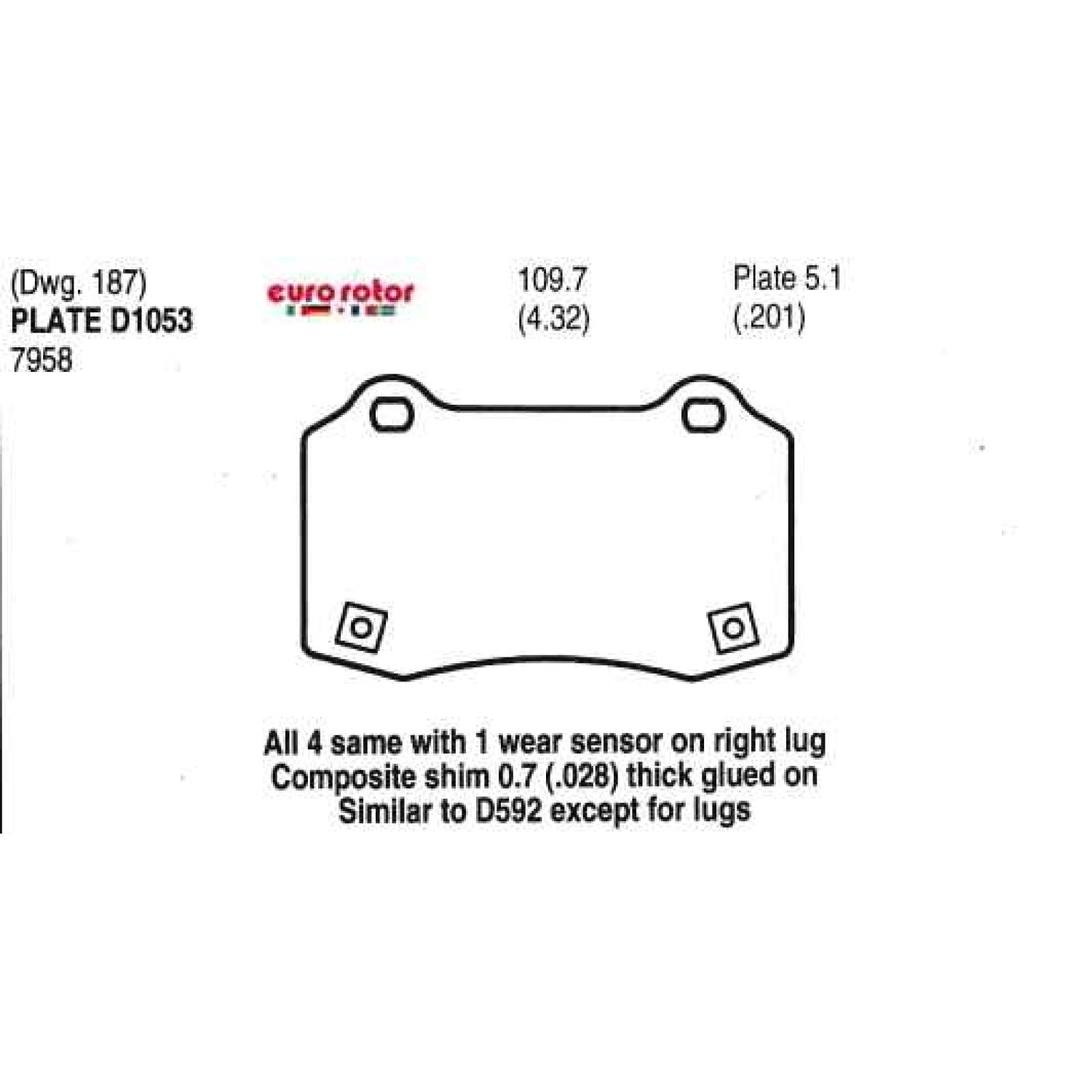 Eurorotor F1D1053H Disc Brake Pad product image 1 of 1