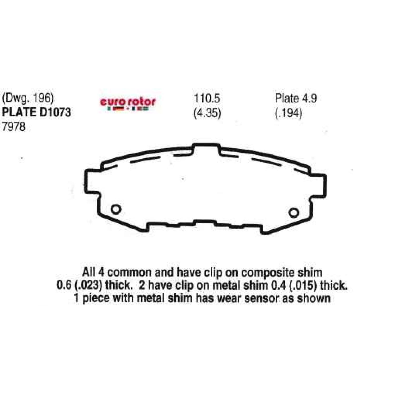 Eurorotor F1D1073H Disc Brake Pad product image 1 of 1