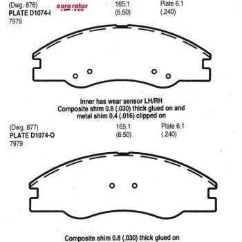 Eurorotor F1D1074H Disc Brake Pad product image 1 of 1