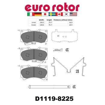 Eurorotor F1D1119H Disc Brake Pad product image 1 of 1