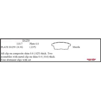 Eurorotor F1D1259H Disc Brake Pad product image 1 of 1