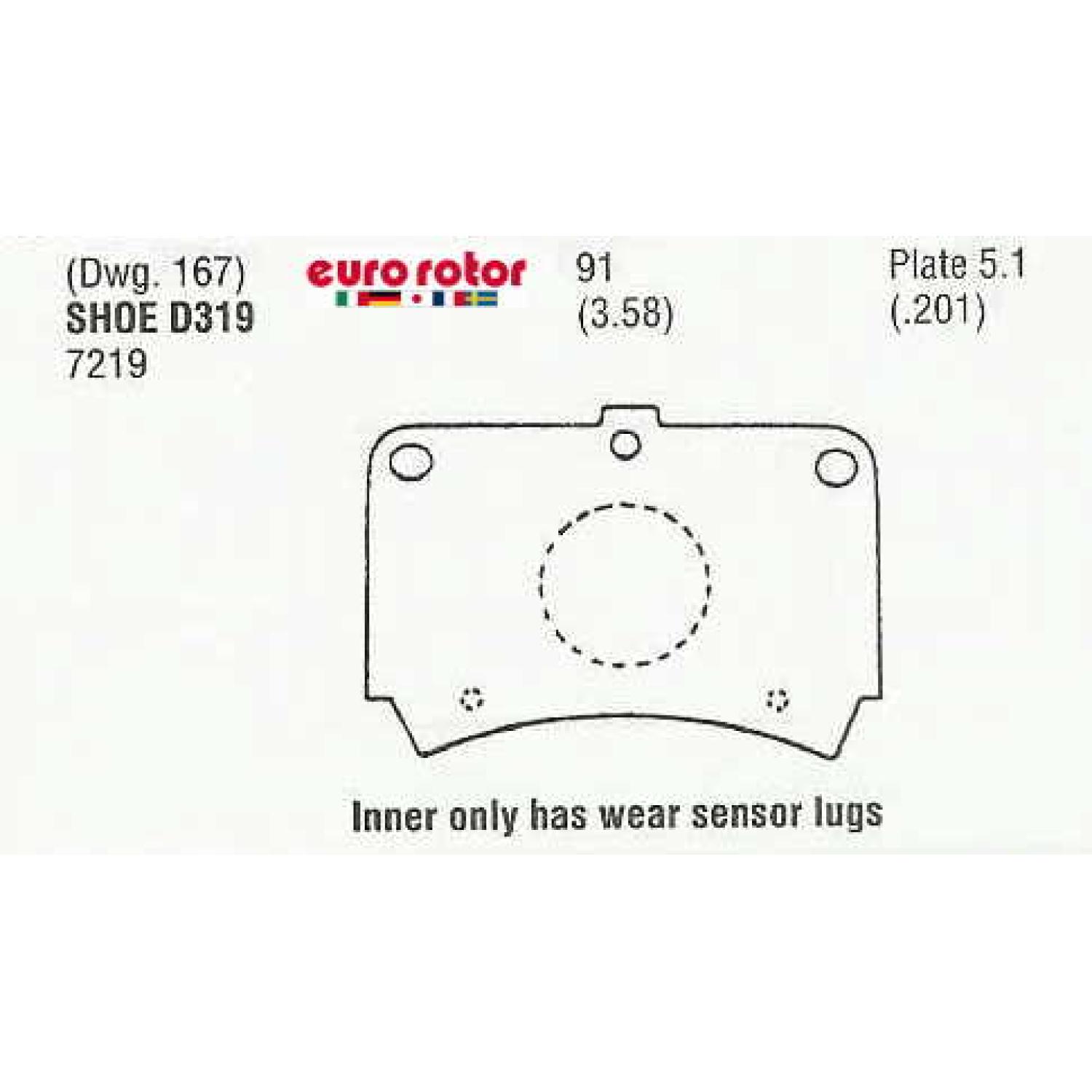 Eurorotor F1D319 Disc Brake Pad product image 1 of 1