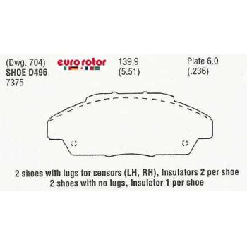 Eurorotor F1D496 Disc Brake Pad product image 1 of 1