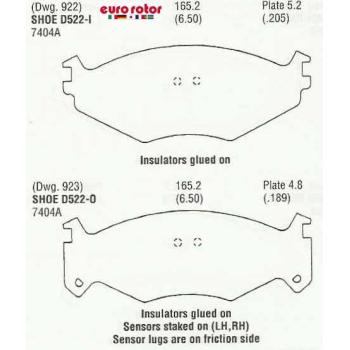 Eurorotor F1D522 Disc Brake Pad product image 1 of 1