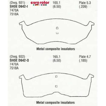 Eurorotor F1D642 Disc Brake Pad product image 1 of 1