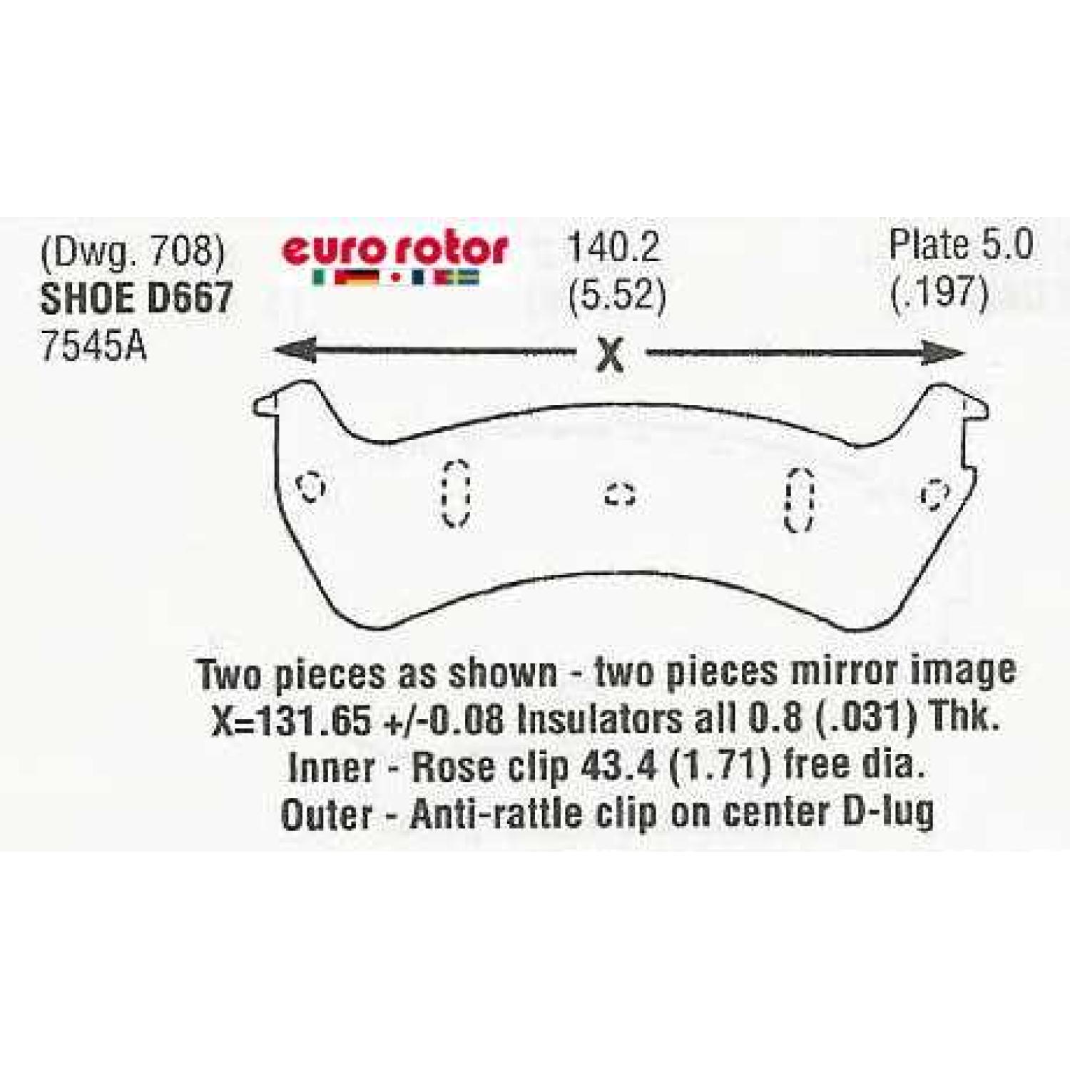Eurorotor F1D667 Disc Brake Pad product image 1 of 1