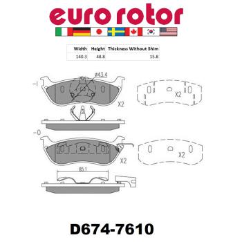 Eurorotor F1D674 Disc Brake Pad product image 1 of 1