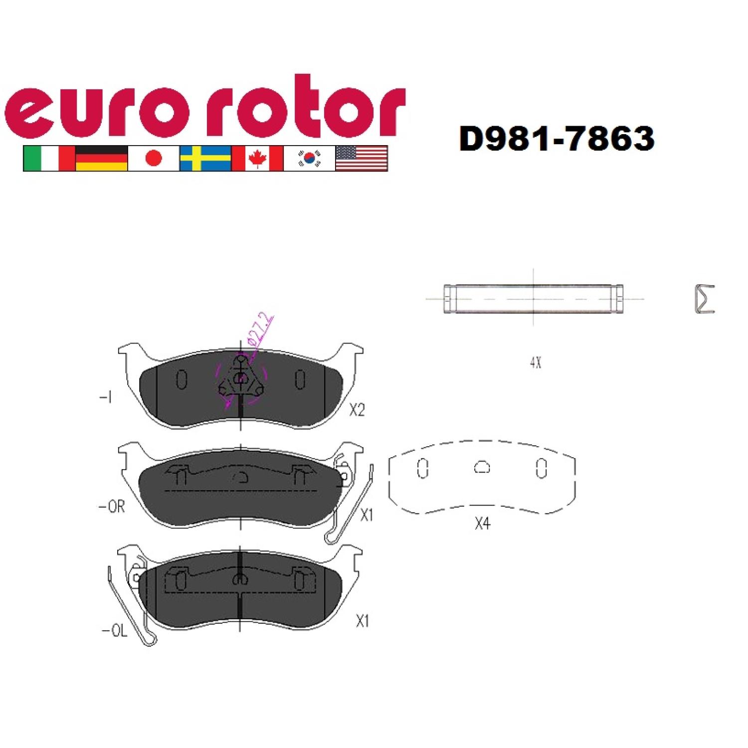 Eurorotor F1D981H Disc Brake Pad product image 1 of 1
