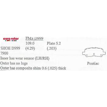 Eurorotor F1D999H Disc Brake Pad product image 1 of 1