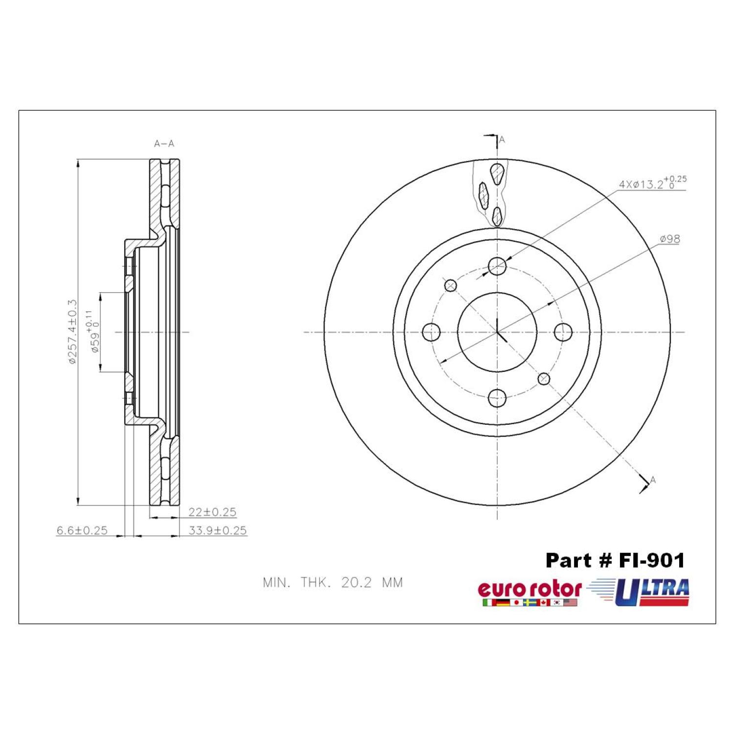 Eurorotor FI901 - Disc Brake Rotor Eurorotor FI901 Disc Brake Rotor product image 1 of 1