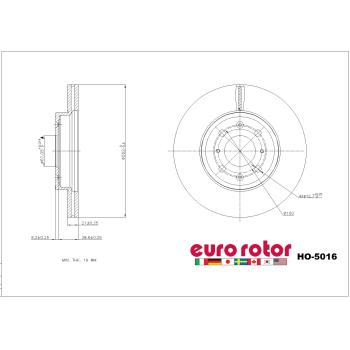 Eurorotor HO5016 Disc Brake Rotor product image 1 of 1