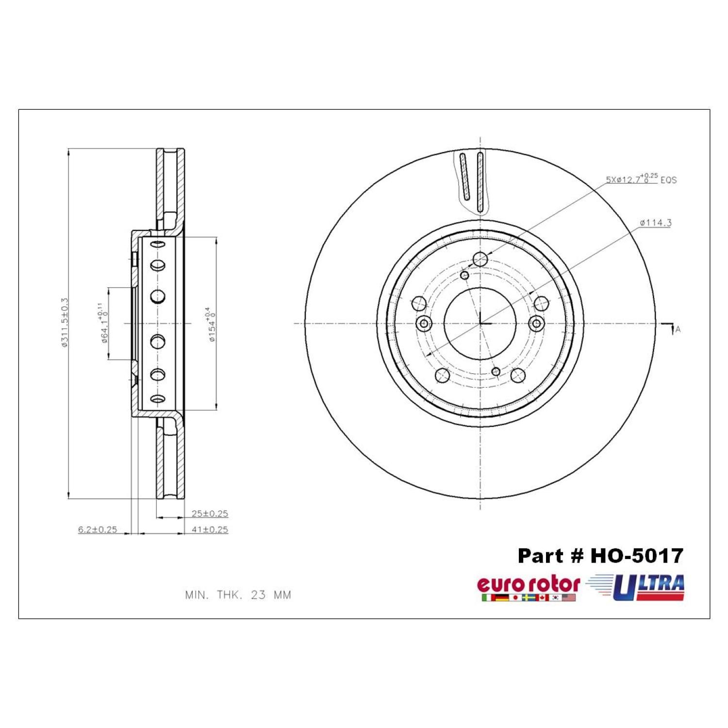 Eurorotor HO5017 - Disc Brake Rotor Eurorotor HO5017 Disc Brake Rotor product image 1 of 1