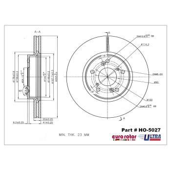 Eurorotor HO5027 Disc Brake Rotor product image 1 of 1