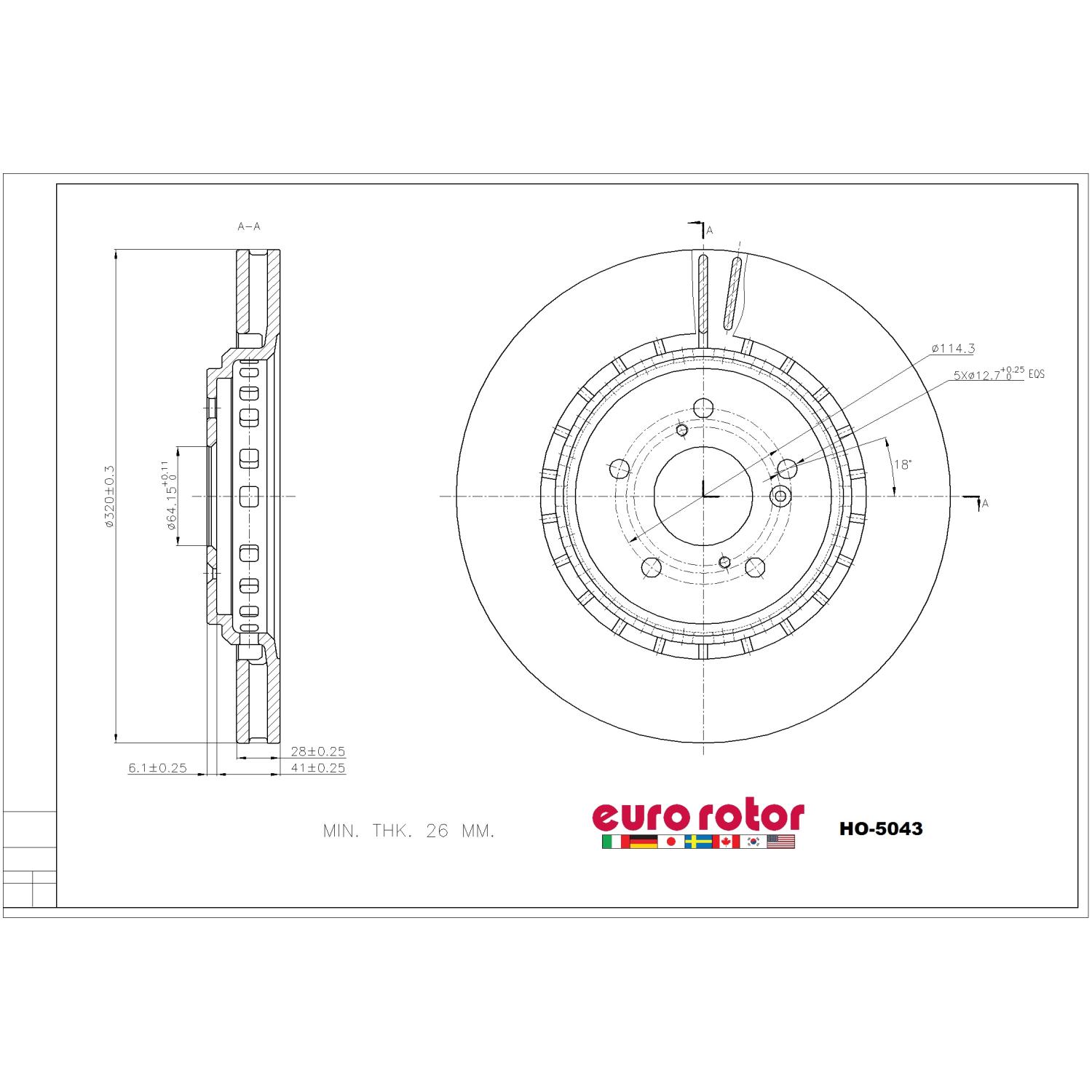 Eurorotor HO5043 - Disc Brake Rotor Eurorotor HO5043 Disc Brake Rotor product image 1 of 1
