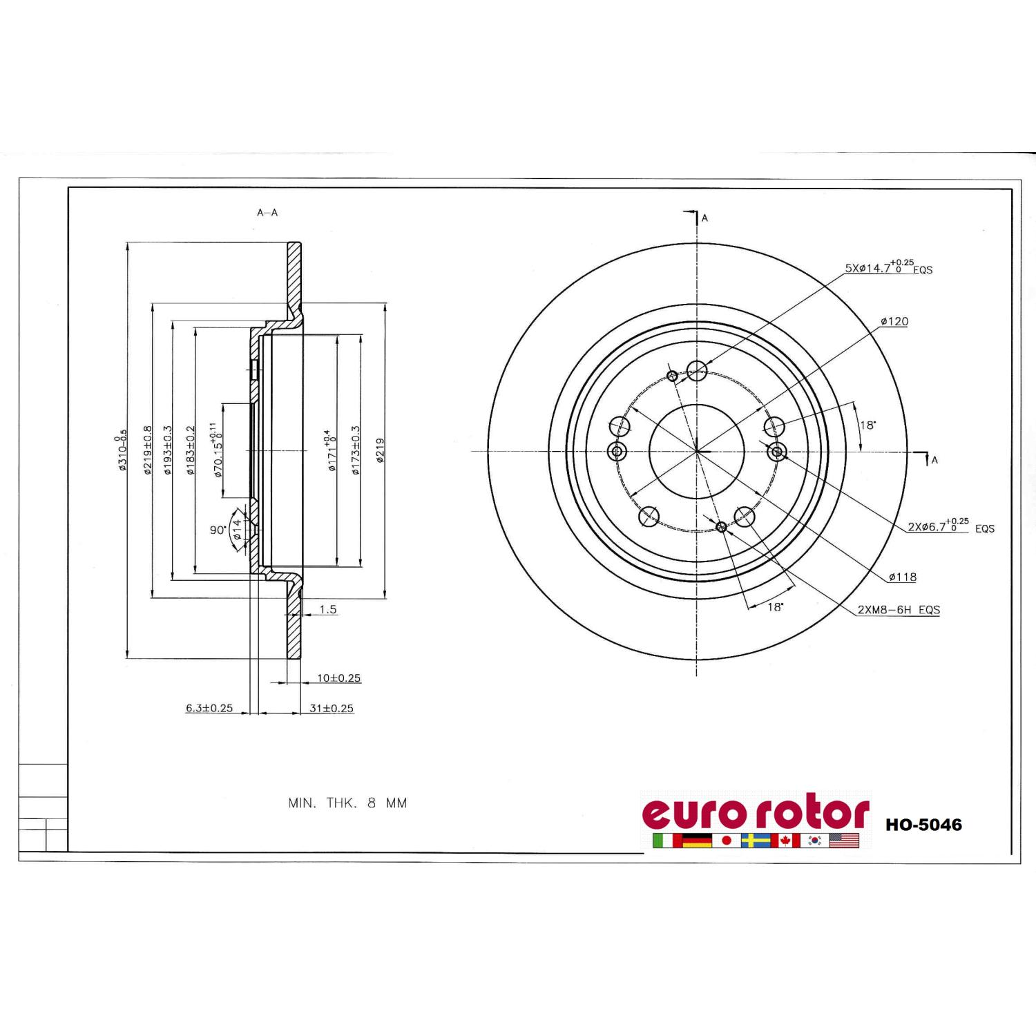 Eurorotor HO5046 Disc Brake Rotor product image 1 of 1