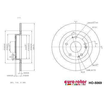 Eurorotor HO5069 Disc Brake Rotor product image 1 of 1