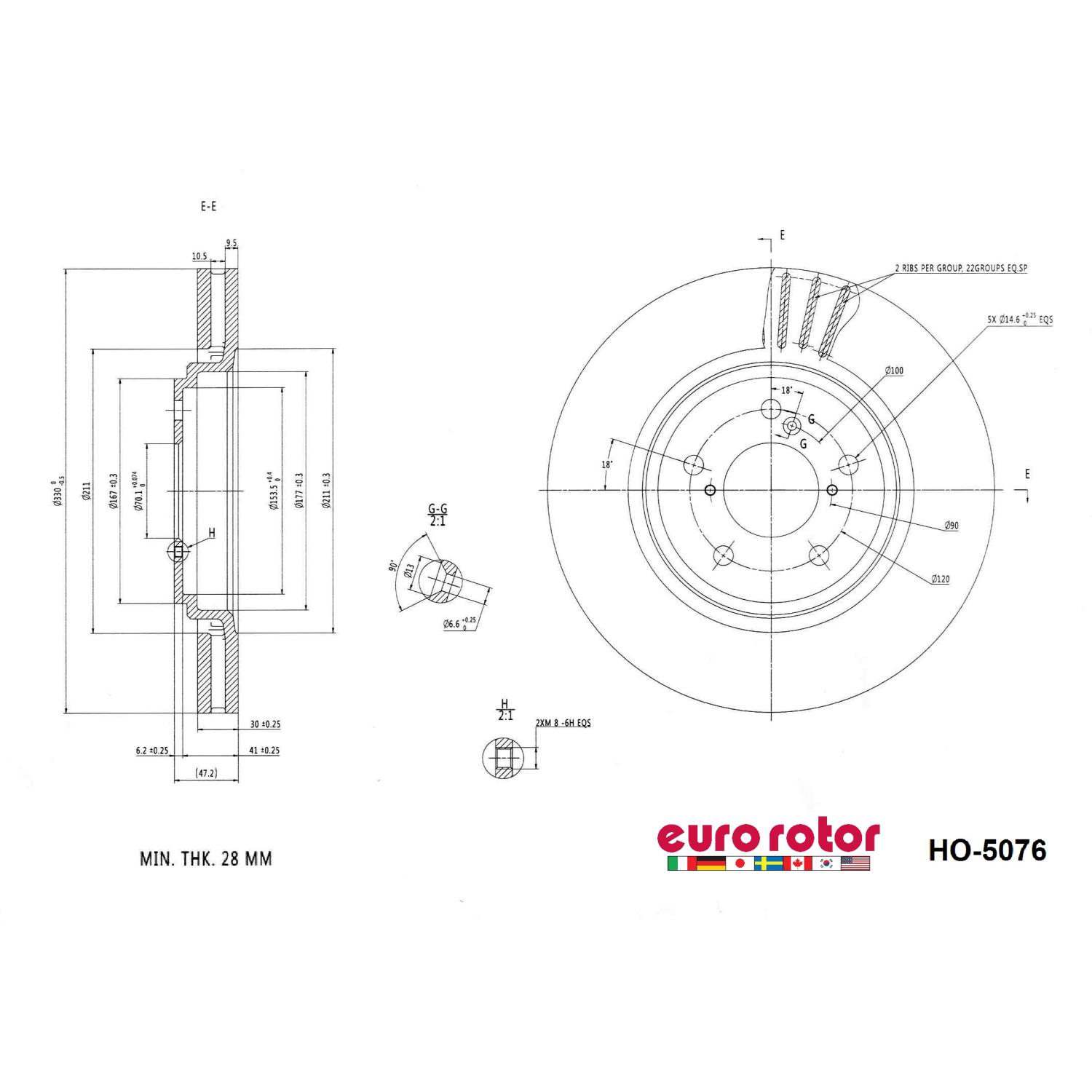 Eurorotor HO5076 Disc Brake Rotor product image 1 of 1