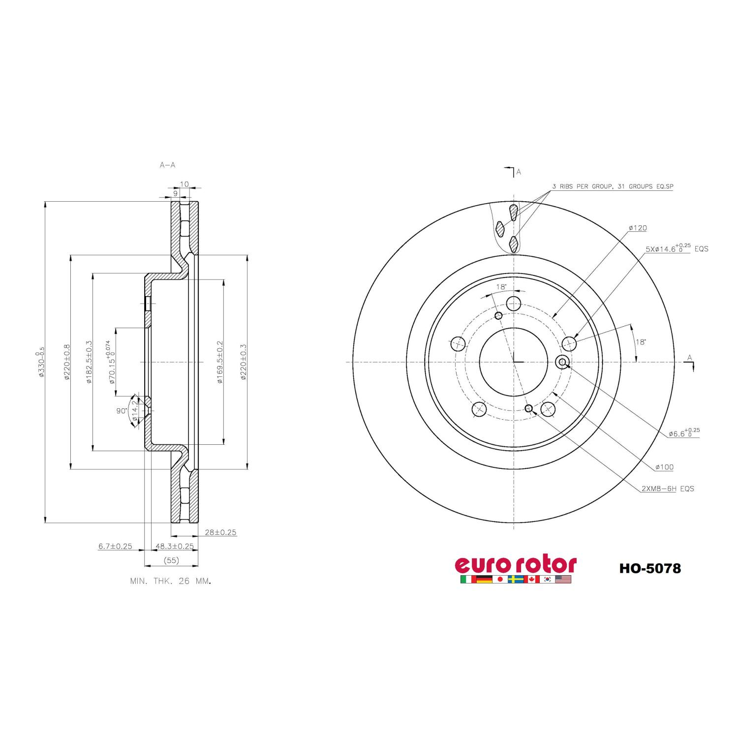 Eurorotor HO5078 - Disc Brake Rotor Eurorotor HO5078 Disc Brake Rotor product image 1 of 1