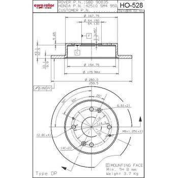 Eurorotor HO528 Disc Brake Rotor product image 1 of 1