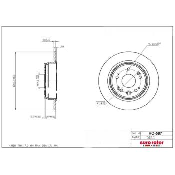 Eurorotor HO587 Disc Brake Rotor product image 1 of 1