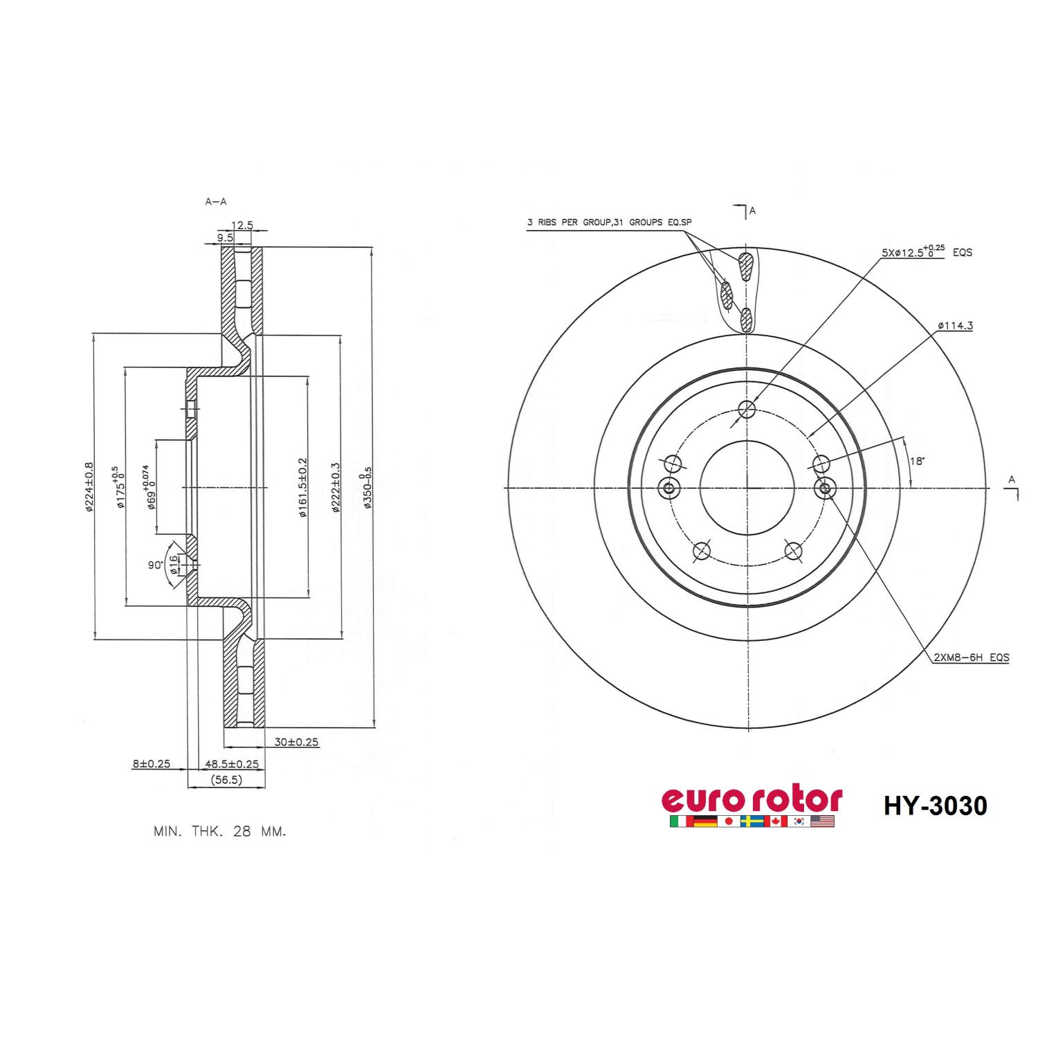 Eurorotor HY3030 - Disc Brake Rotor Eurorotor HY3030 Disc Brake Rotor product image 1 of 1