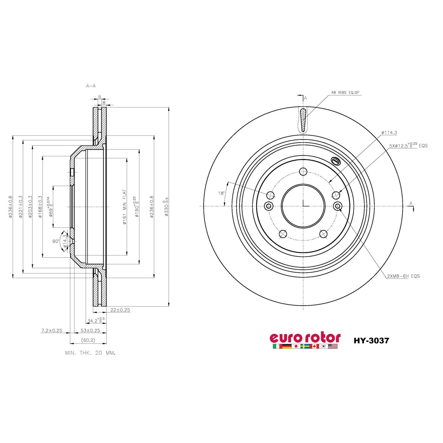 Eurorotor HY3037 - Disc Brake Rotor Eurorotor HY3037 Disc Brake Rotor product image 1 of 1