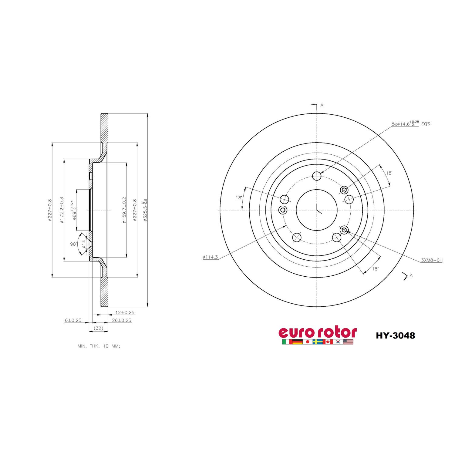 Eurorotor HY3048 Disc Brake Rotor product image 1 of 1