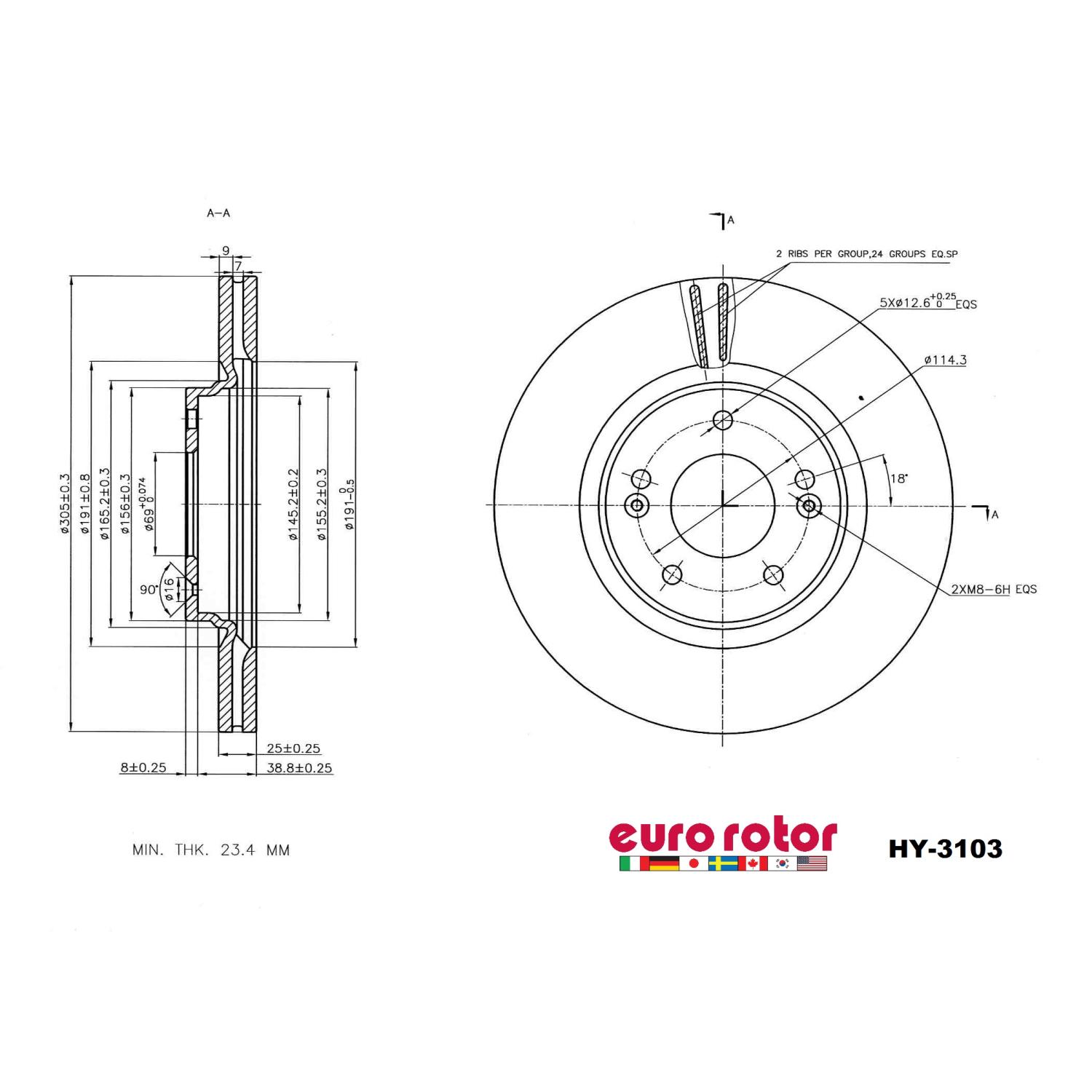Eurorotor HY3103 - Disc Brake Rotor Eurorotor HY3103 Disc Brake Rotor product image 1 of 1