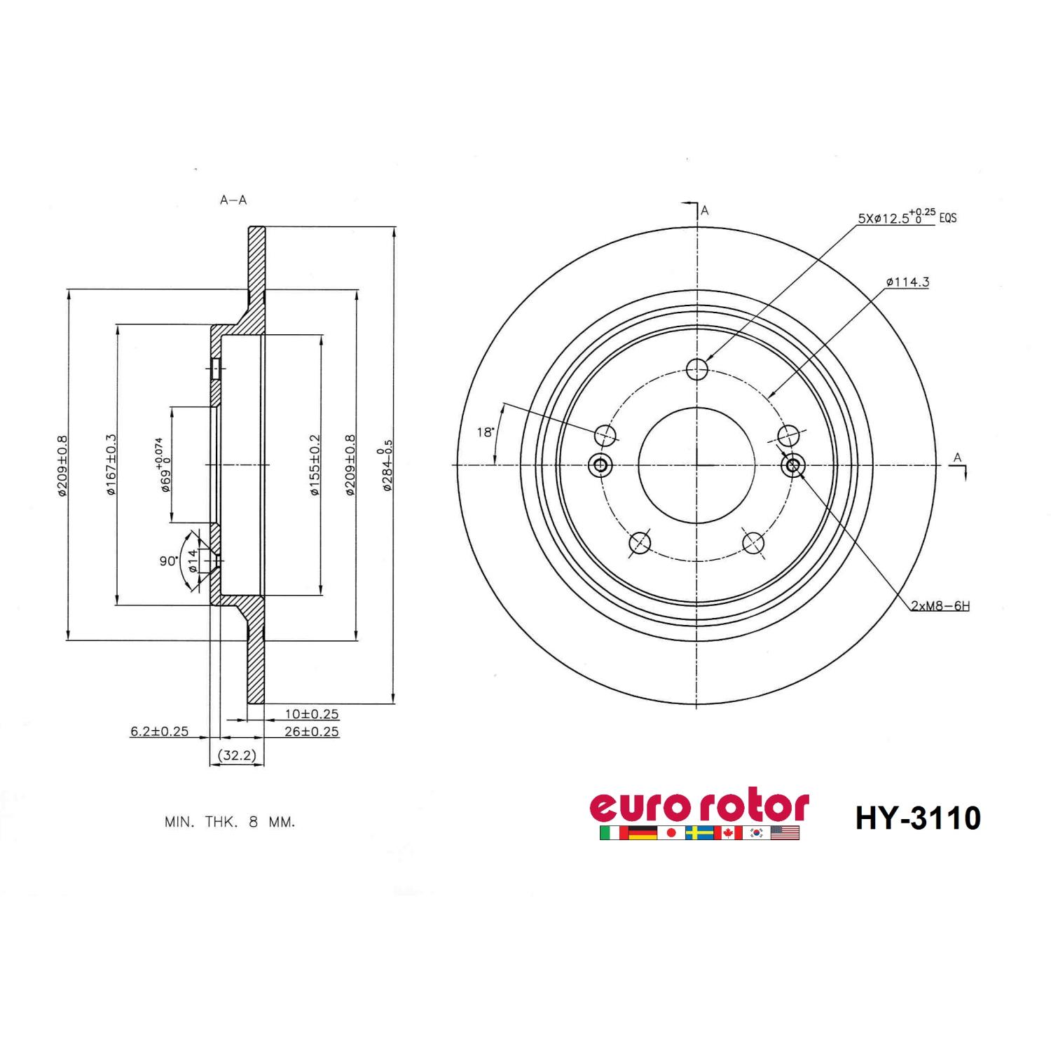 Eurorotor HY3110 - Disc Brake Rotor Eurorotor HY3110 Disc Brake Rotor product image 1 of 1