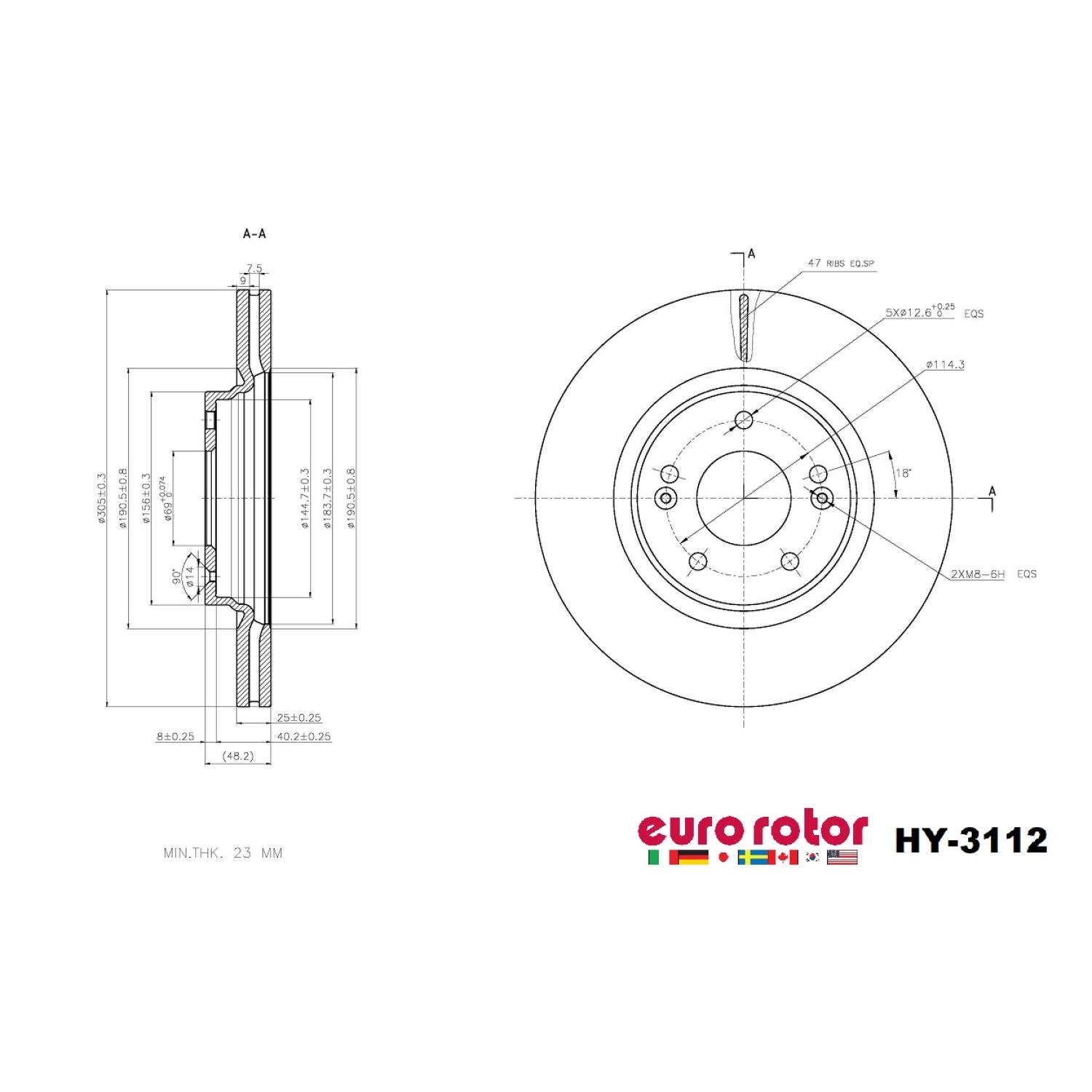 Eurorotor HY3112 - Disc Brake Rotor Eurorotor HY3112 Disc Brake Rotor product image 1 of 1