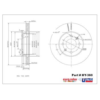 Eurorotor HY360 Disc Brake Rotor product image 1 of 1