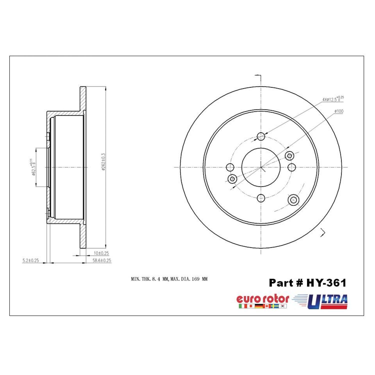 Eurorotor HY361 - Disc Brake Rotor Eurorotor HY361 Disc Brake Rotor product image 1 of 1