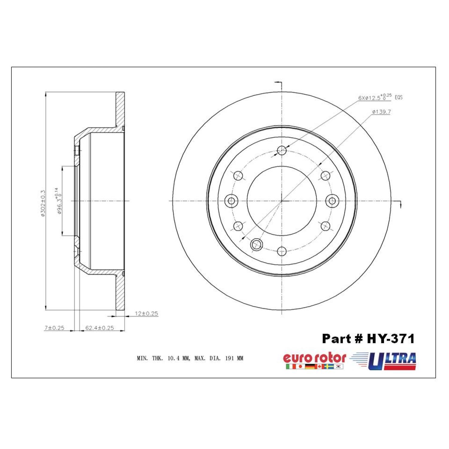 Eurorotor HY371 - Disc Brake Rotor Eurorotor HY371 Disc Brake Rotor product image 1 of 1