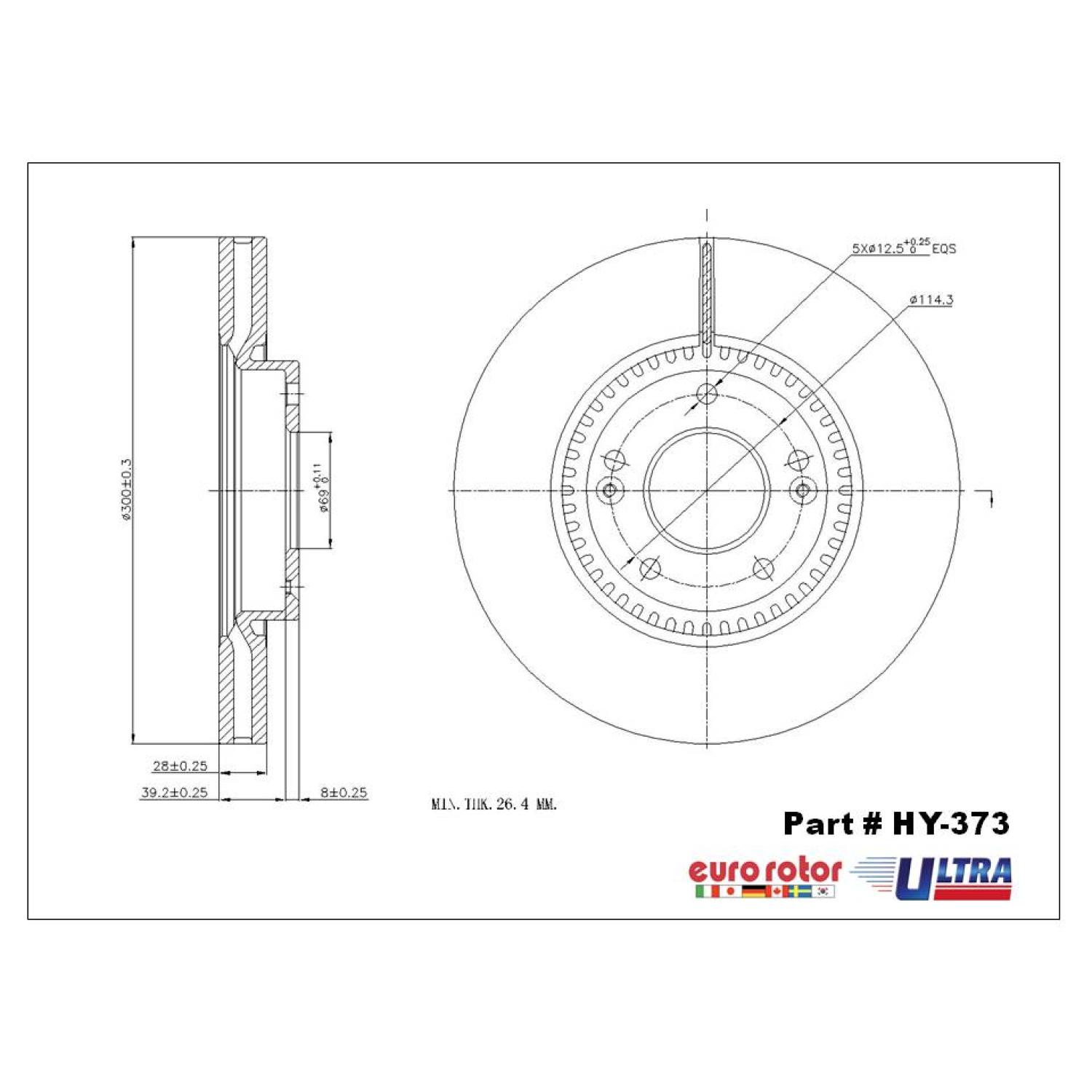 Eurorotor HY373 - Disc Brake Rotor Eurorotor HY373 Disc Brake Rotor product image 1 of 1