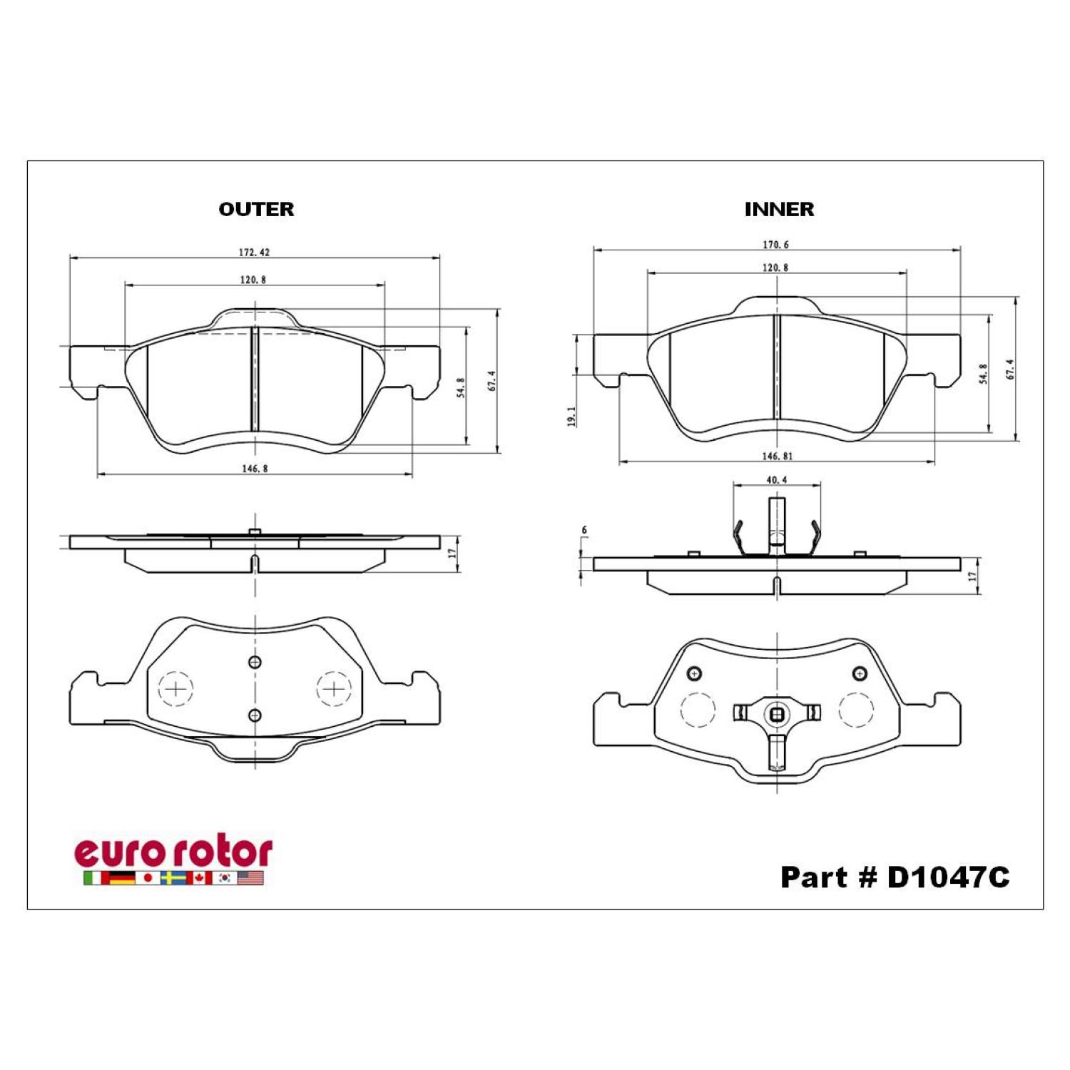 Eurorotor ID1047C Disc Brake Pad product image 1 of 1