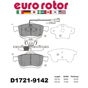 Eurorotor ID1721 Disc Brake Pad product image 1 of 1