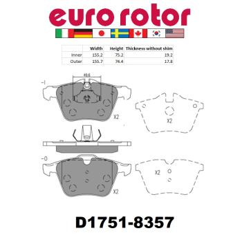 Eurorotor ID1751 Disc Brake Pad product image 1 of 1