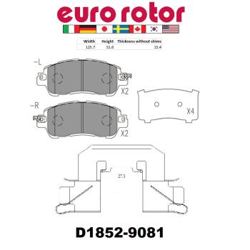 Eurorotor ID1852H - Disc Brake Pad Eurorotor ID1852H Disc Brake Pad product image 1 of 1