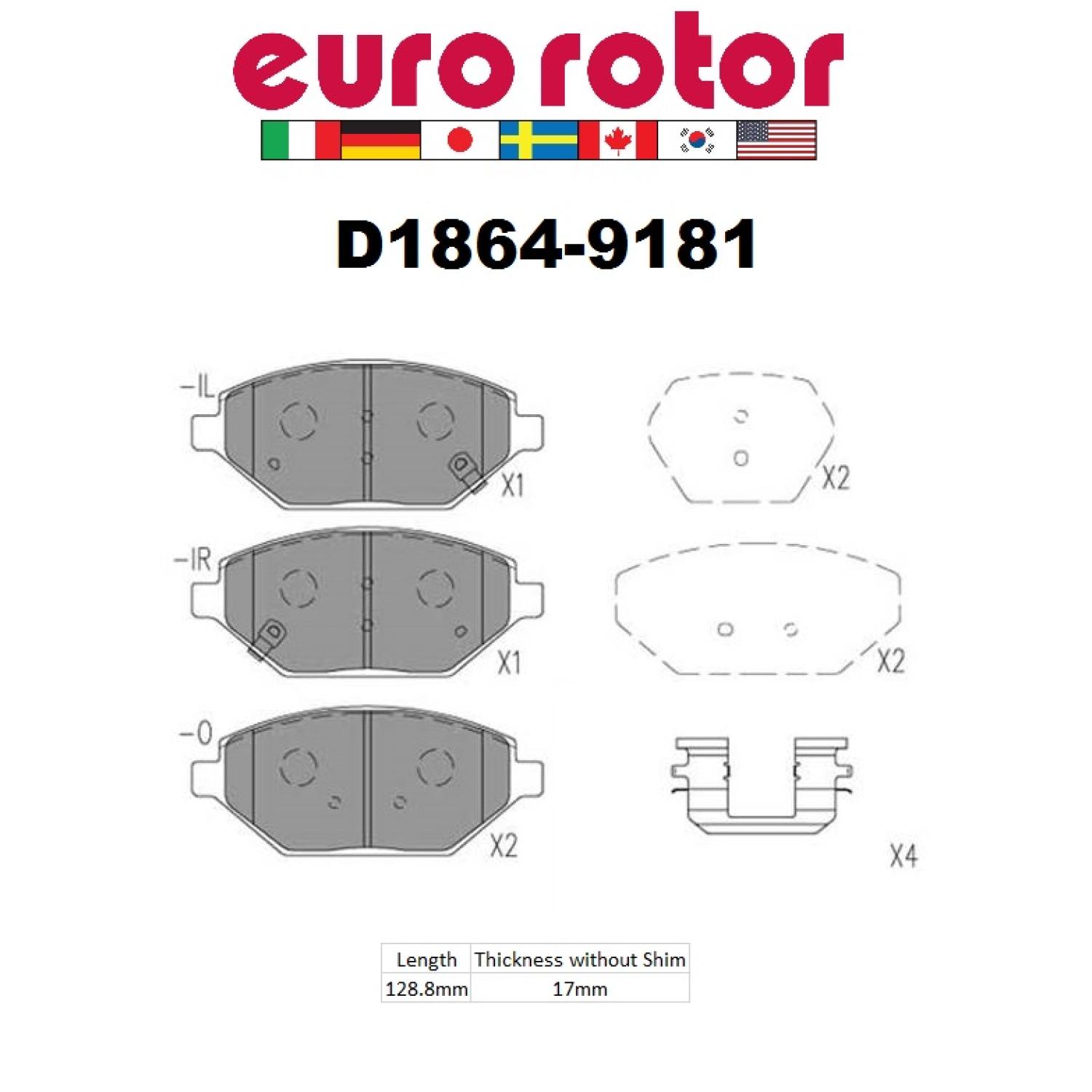 Eurorotor ID1864H Disc Brake Pad product image 1 of 1