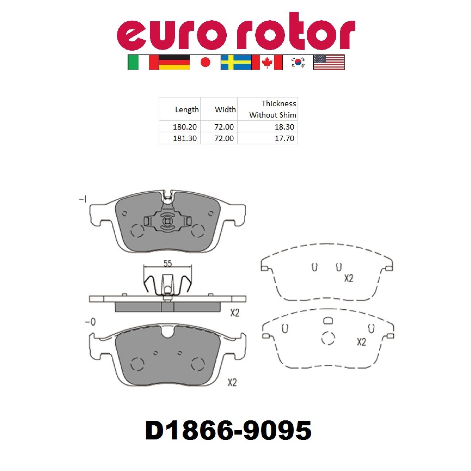 Eurorotor ID1866H Disc Brake Pad product image 1 of 1