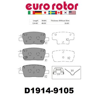 Eurorotor ID1914H Disc Brake Pad product image 1 of 1