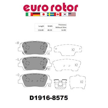 Eurorotor ID1916 Disc Brake Pad product image 1 of 1