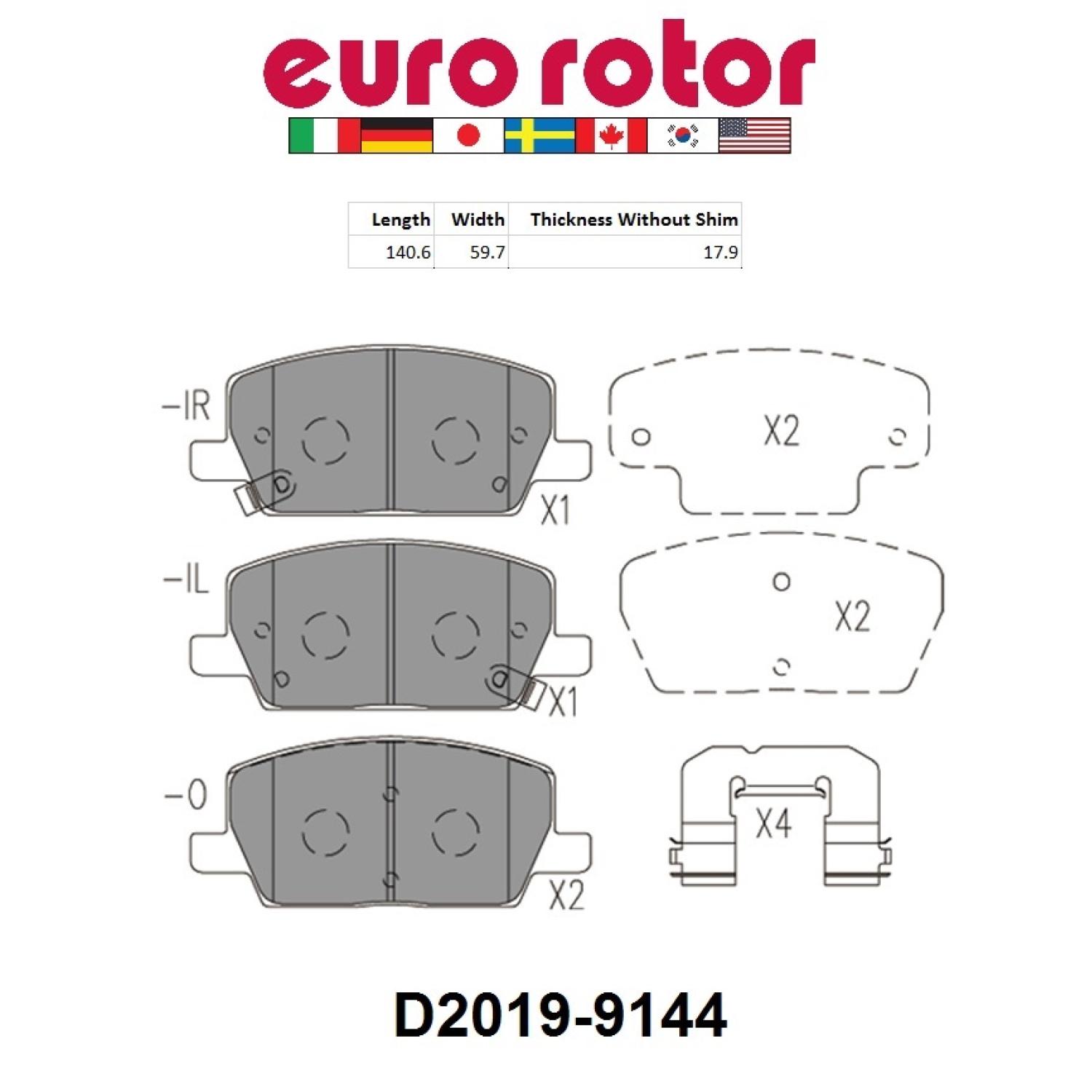Eurorotor ID2019H Disc Brake Pad product image 1 of 1