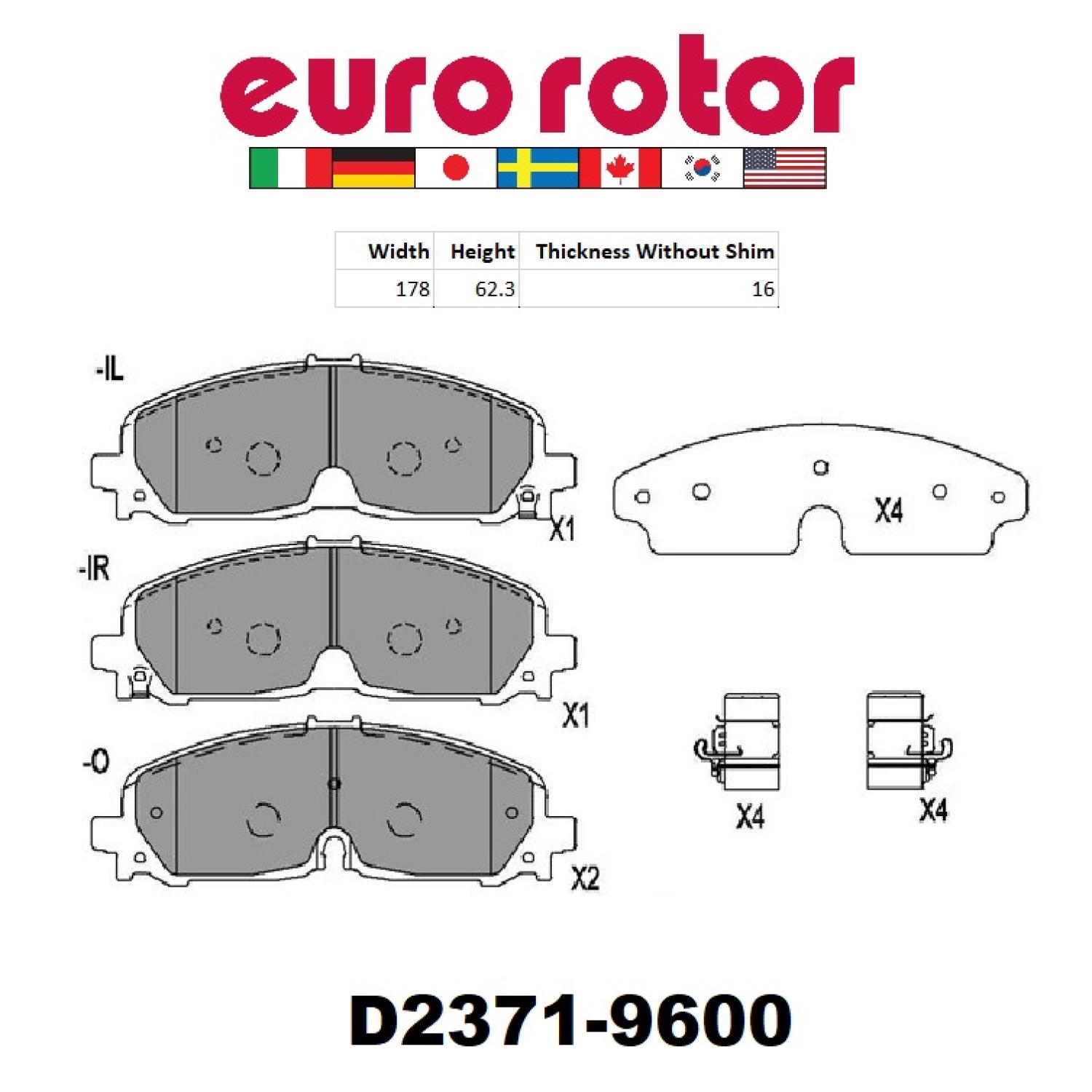 Eurorotor ID2371H Disc Brake Pad product image 1 of 1