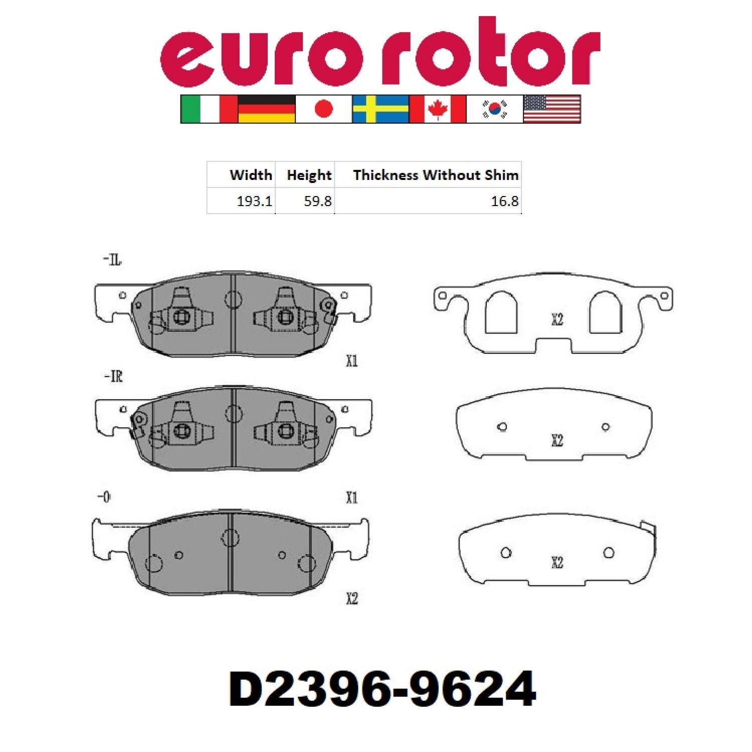 Eurorotor ID2396 Disc Brake Pad product image 1 of 1