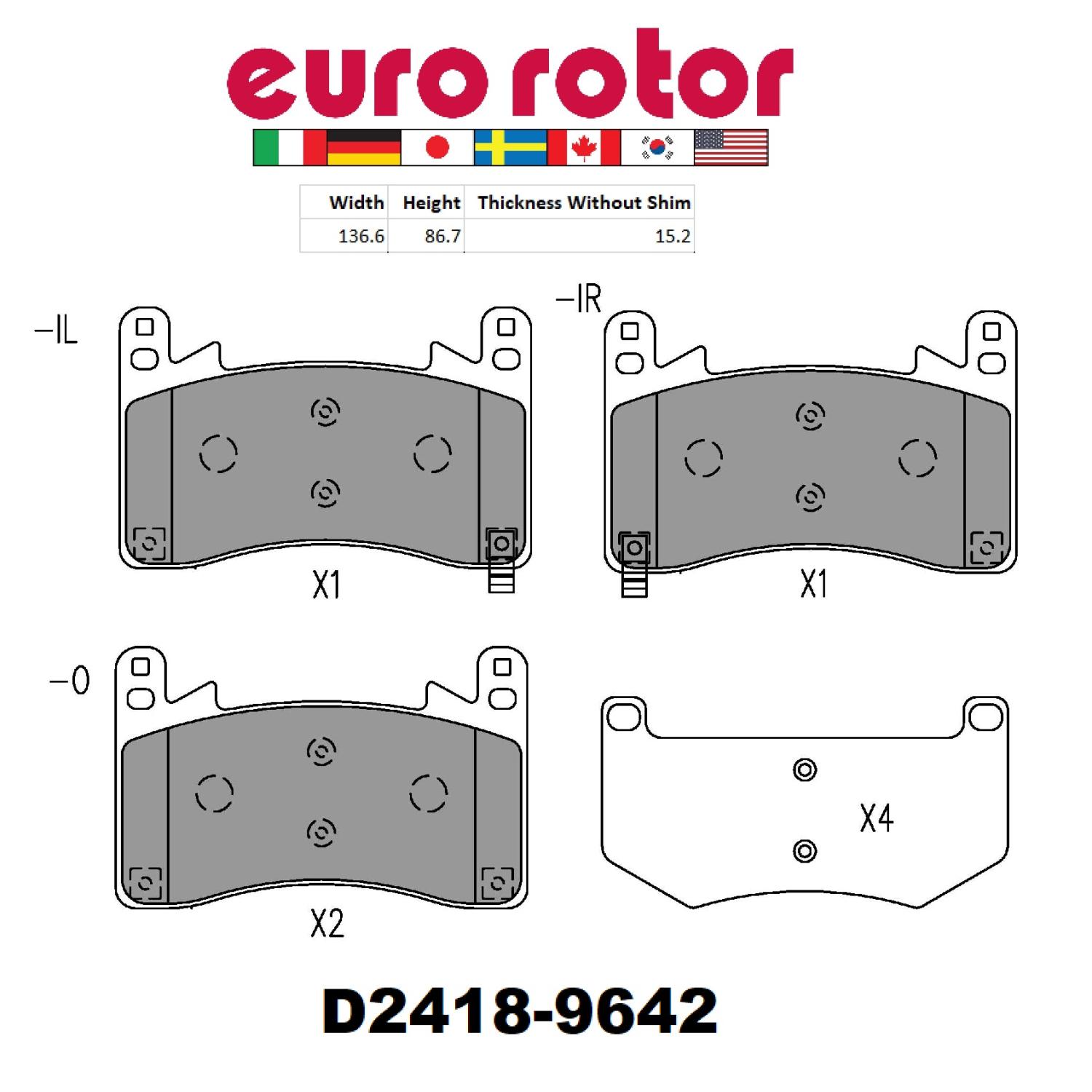 Eurorotor ID2418 - Disc Brake Pad Eurorotor ID2418 Disc Brake Pad product image 1 of 1