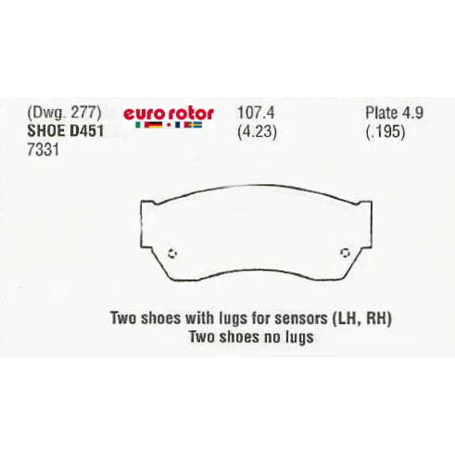 Eurorotor ID451 - Disc Brake Pad Eurorotor ID451 Disc Brake Pad product image 1 of 1