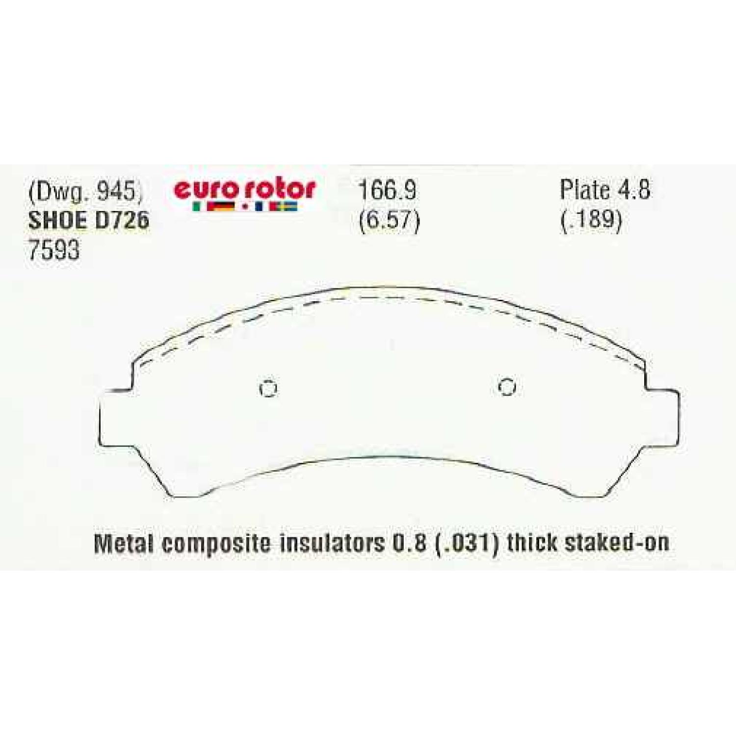Eurorotor ID726 Disc Brake Pad product image 1 of 1