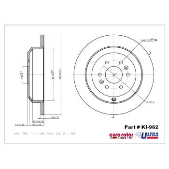 Eurorotor KI962 Disc Brake Rotor product image 1 of 1