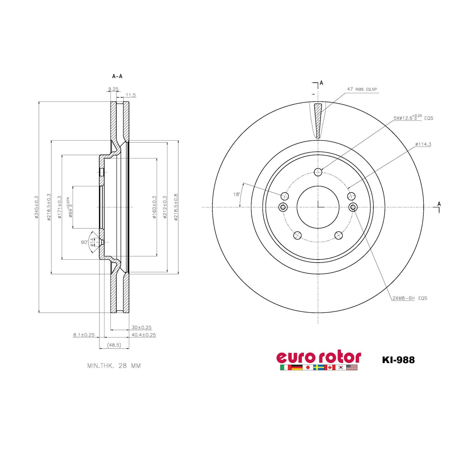 Eurorotor KI988 - Disc Brake Rotor Eurorotor KI988 Disc Brake Rotor product image 1 of 1